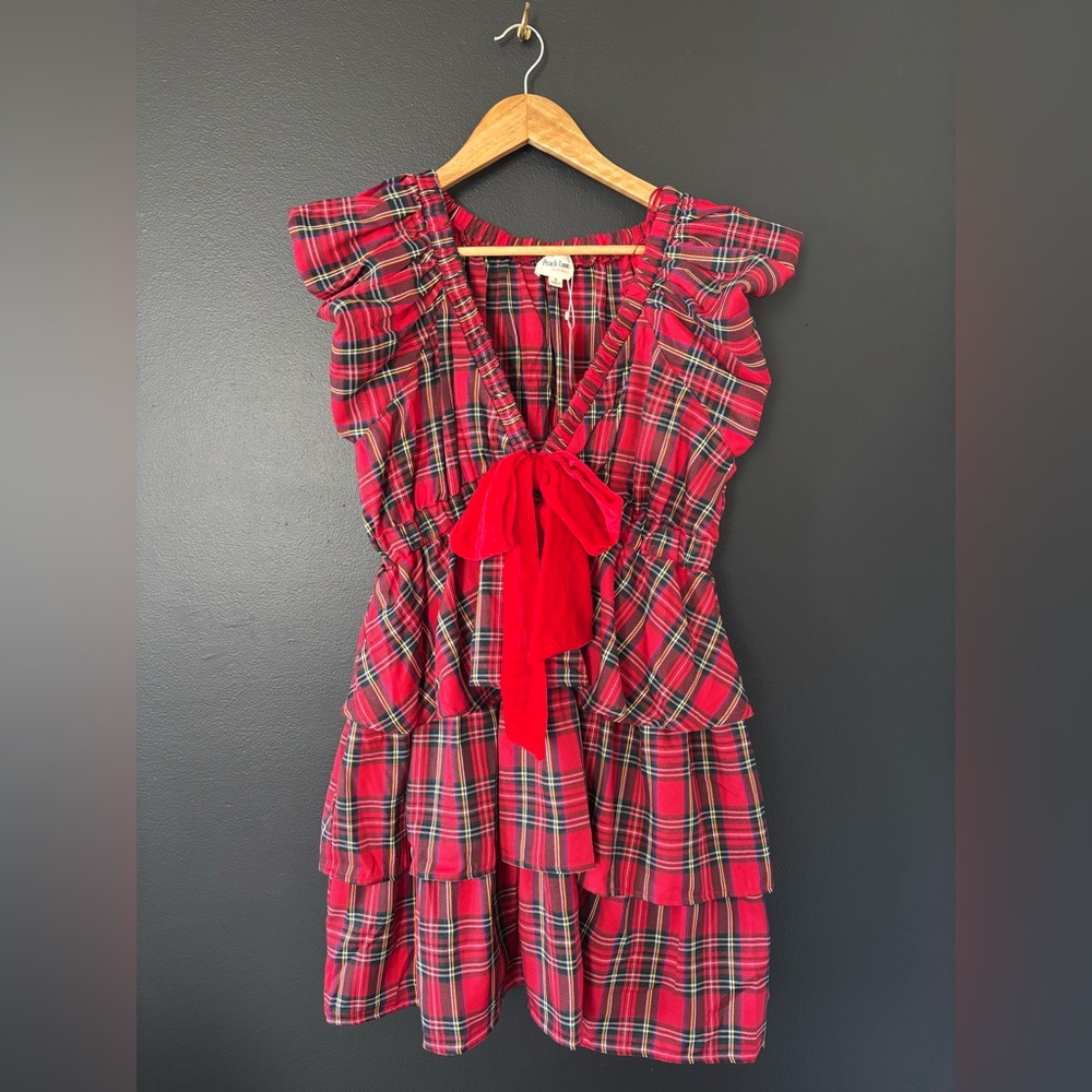 NWT Peach Love California Red Plaid Mini Dress